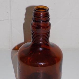 Vintage Brown Glass Bottle Ribbed Neck