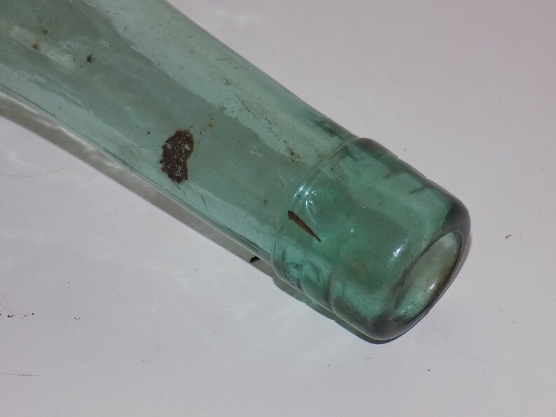 Vintage VCP Blown Glass Green Blue Round Bottom Flask Decanter Bottle