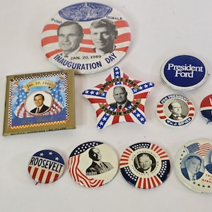 Vintage Reproduction Presidential Pin Lot Roosevelt LBJ Truman Hoover Bush