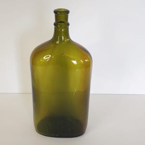 Vintage Olive Green Glass Bottle Flask