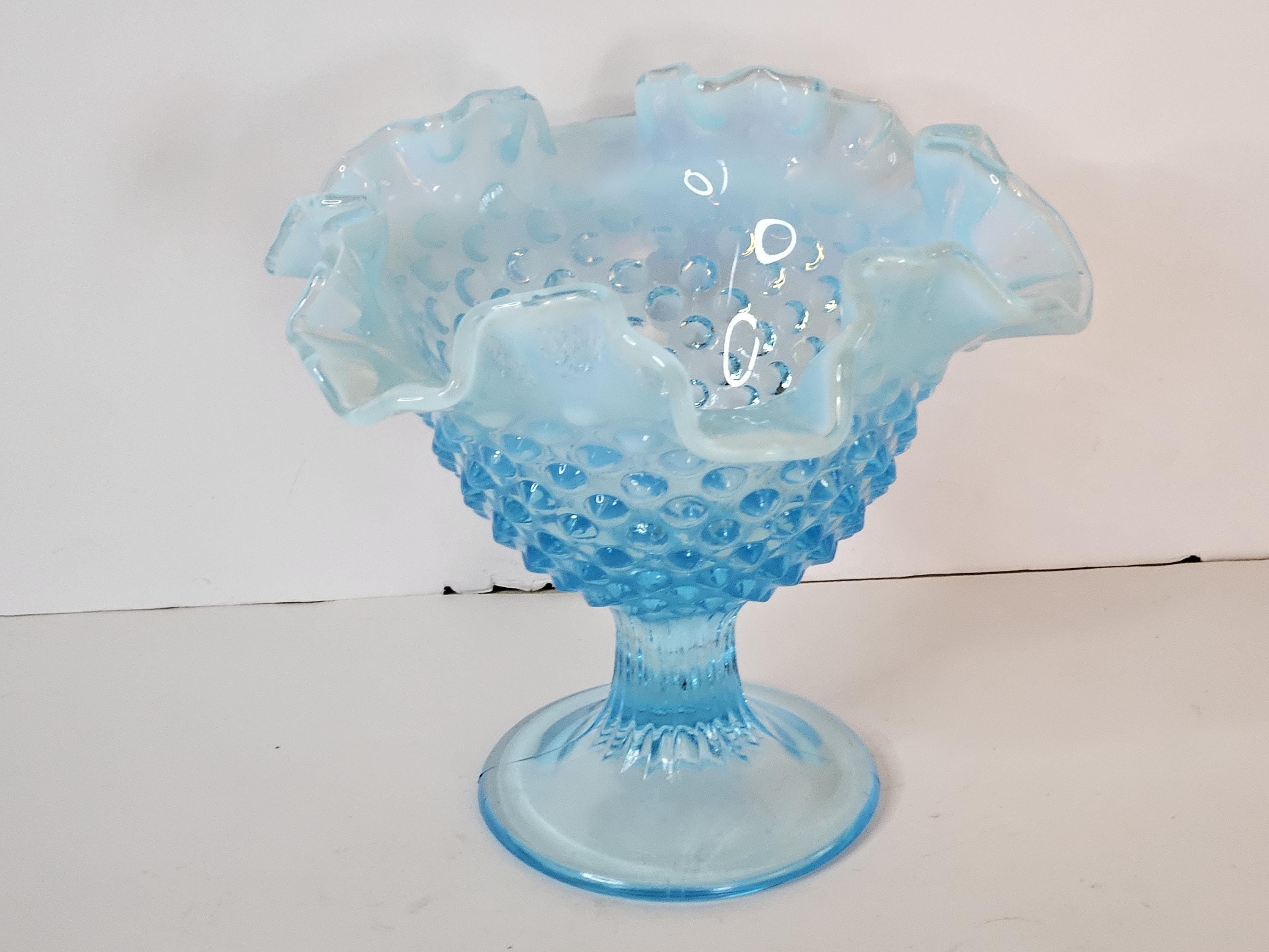 フェントン ブルーボウル Fenton Blue Opalescent Ruffled Edge Bowl - Etsy