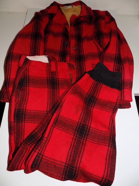 Vintage Sears Sportswear Red Plaid Lined Hunting C