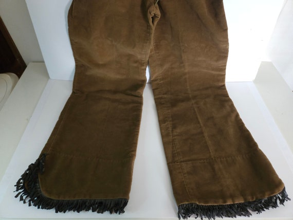 Vintage Suede Vest Pants Set Fringed Brown Outfit - image 5