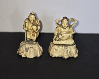 Complete Set of Seven Lucky Gods, Celluloid Plastic, Vintage