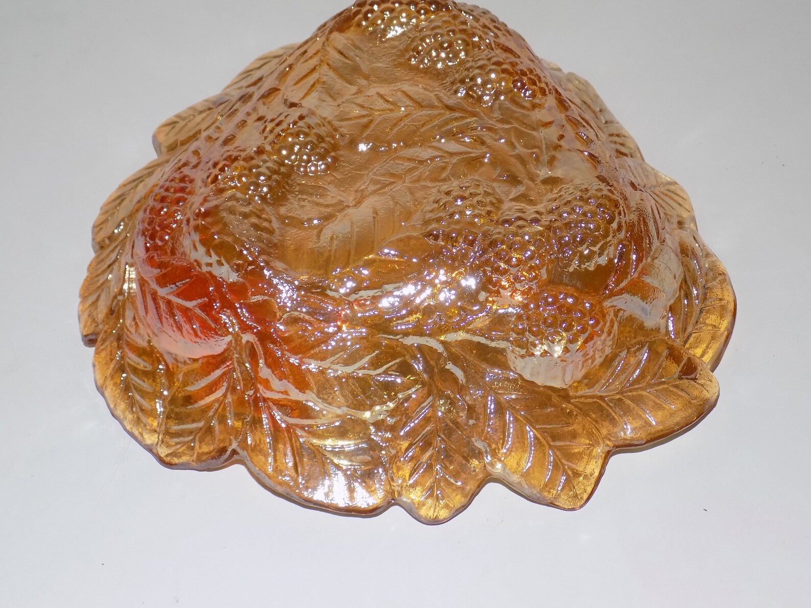 Vintage Iridescent Orange Candy Dish Set Lid Bowl Etsy