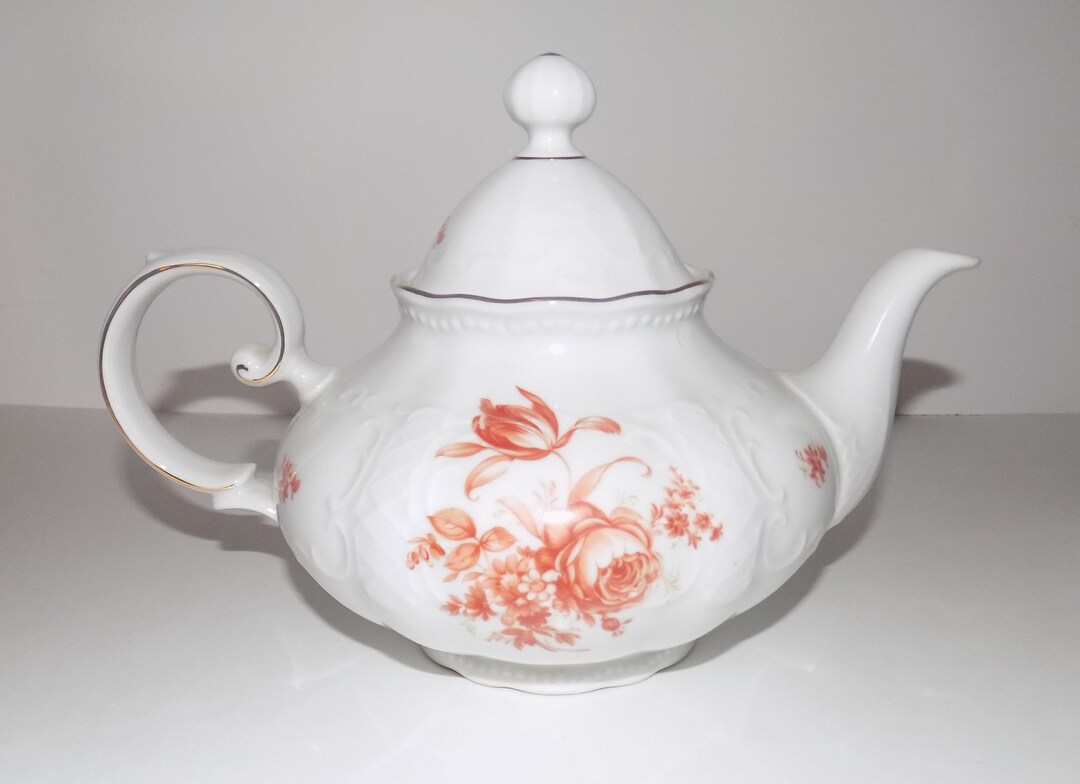 Vintage Seltmann Weiden Bavaria Teapot West Germany Red Flowers Gold Etsy