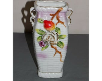 Vintage Made in Japan Porcelain Vase 3D Flower