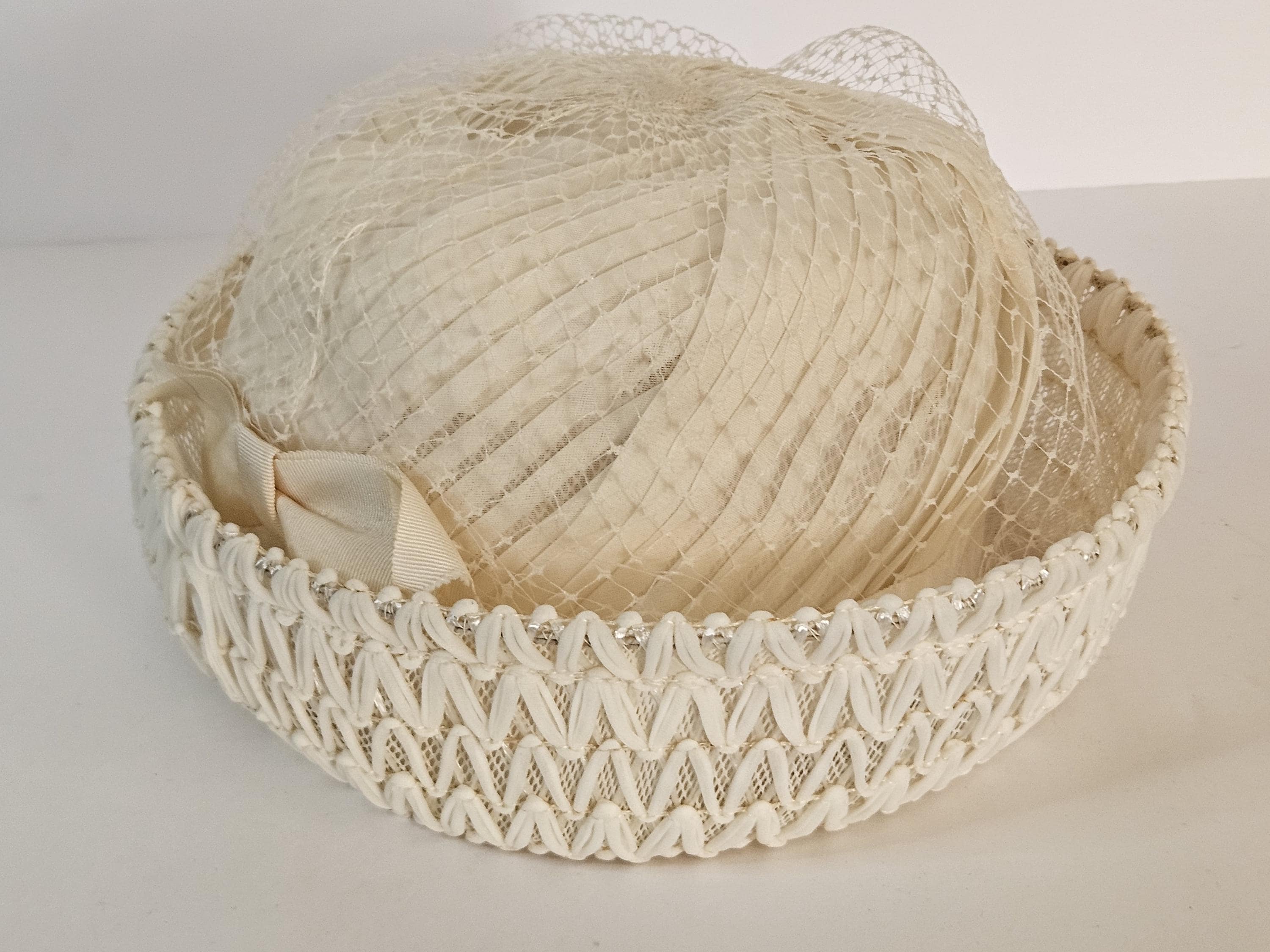 Vintage 50s Rutz Nannette Chapeaux Cream Straw Pillbox Hat Bow Detail Mod Vintage Straw Pillbox Hat - Etsy main image 4