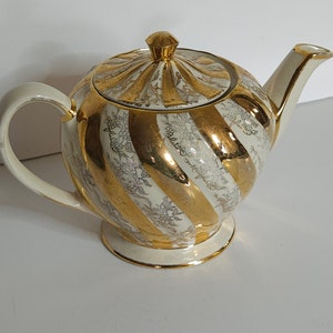 Vintage Sadler Teapot Gold Gilt Flowers
