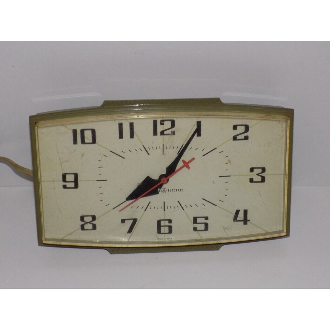 Vintage General Electric Wall Clock Retro Green Etsy