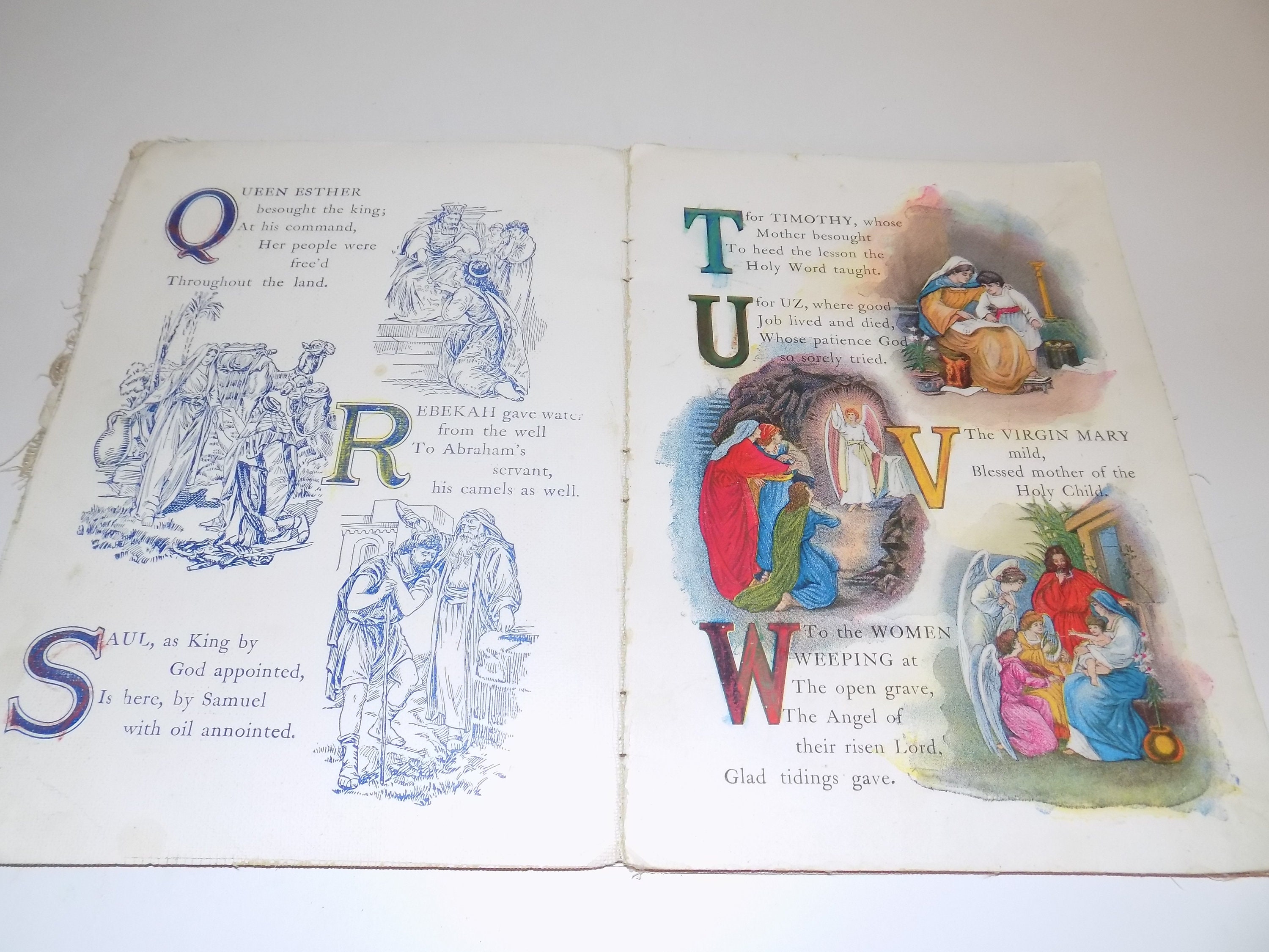 Vintage Bible Stories and Abcs for Little Tots to Learn With Ease Linen ...