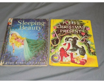 Vintage Kids Wonder Book Polly's Christmas Present Elf Book Sleeping Beauty