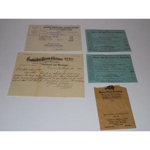 Antique 1910s Receipts Gas Electricity