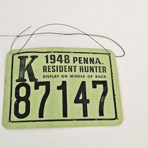 Vintage 1948 Pennsylvania Resident Hunter License PA Hunting Number