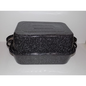 Speckled Enamel Roasting Pan With Lid Rectangle Roaster