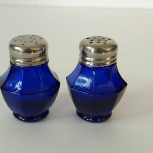 Vintage Cobalt Blue Salt Pepper Shaker Set Made in Japan