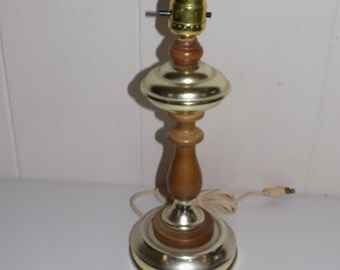 Wood Metal Electric Table Lamp