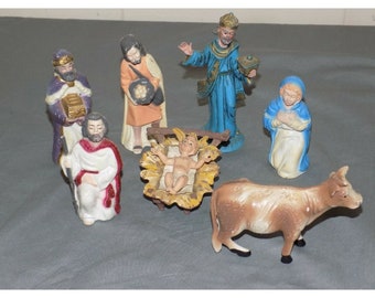 Vintage Plastic Nativity Manger Scene Made In Italy