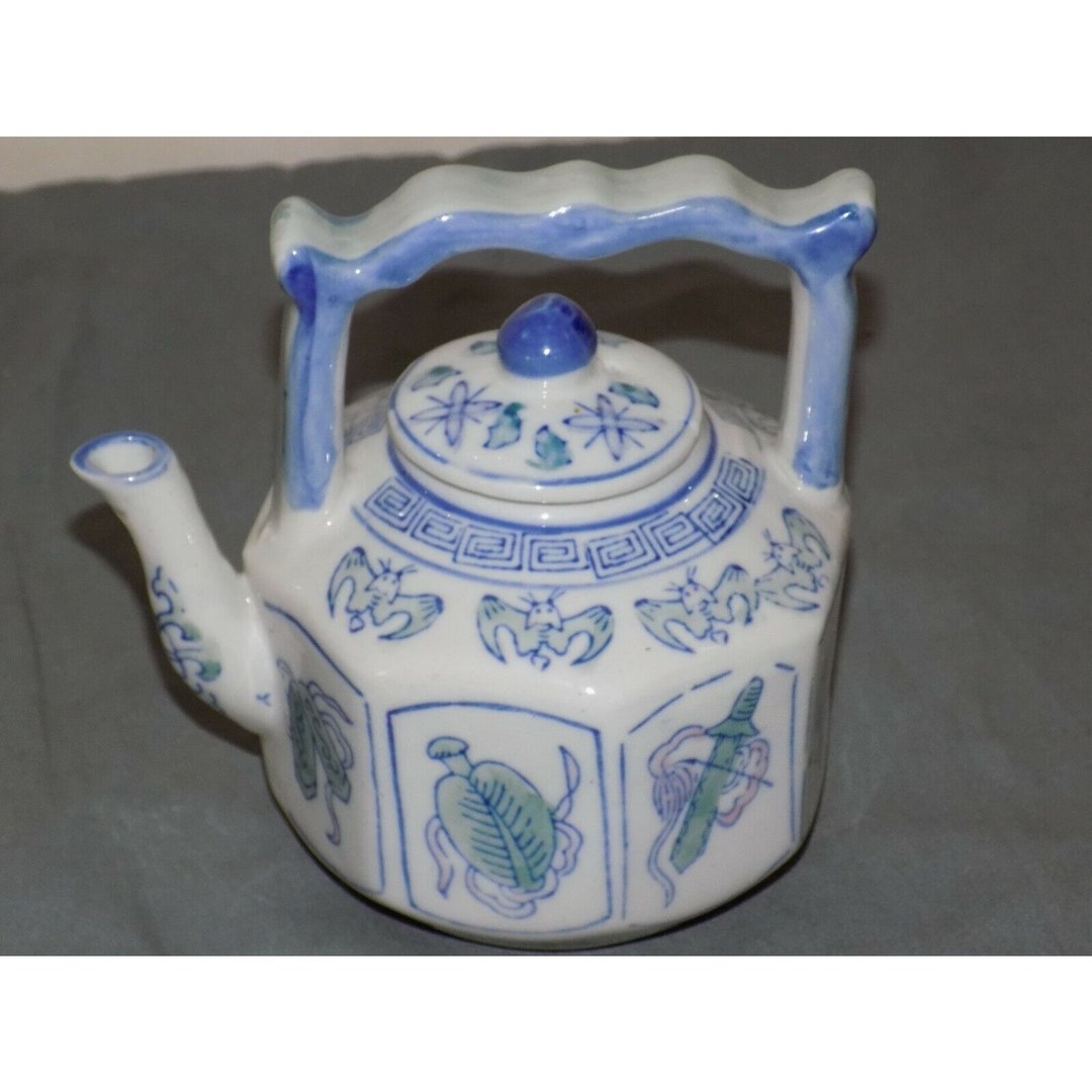 Vintage Blue White Porcelain Teapot Made in China Etsy