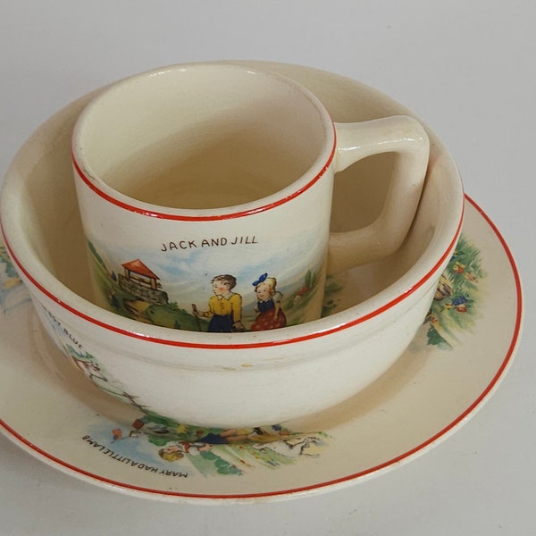 Vintage Juvenile Ware Universal Cambridge Nursery Rhyme Child Place Setting Cup