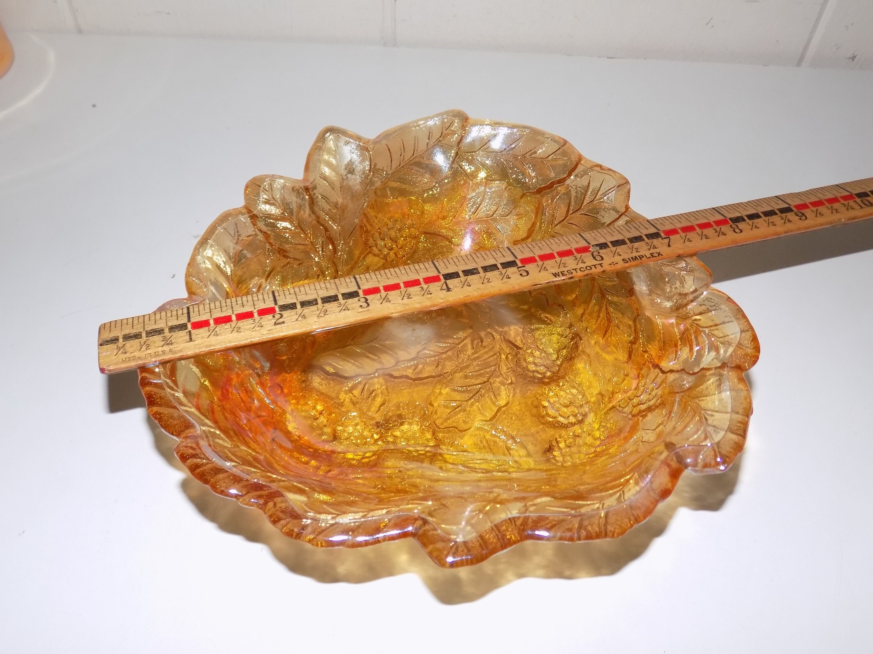 Vintage Iridescent Orange Candy Dish Set Lid Bowl Etsy
