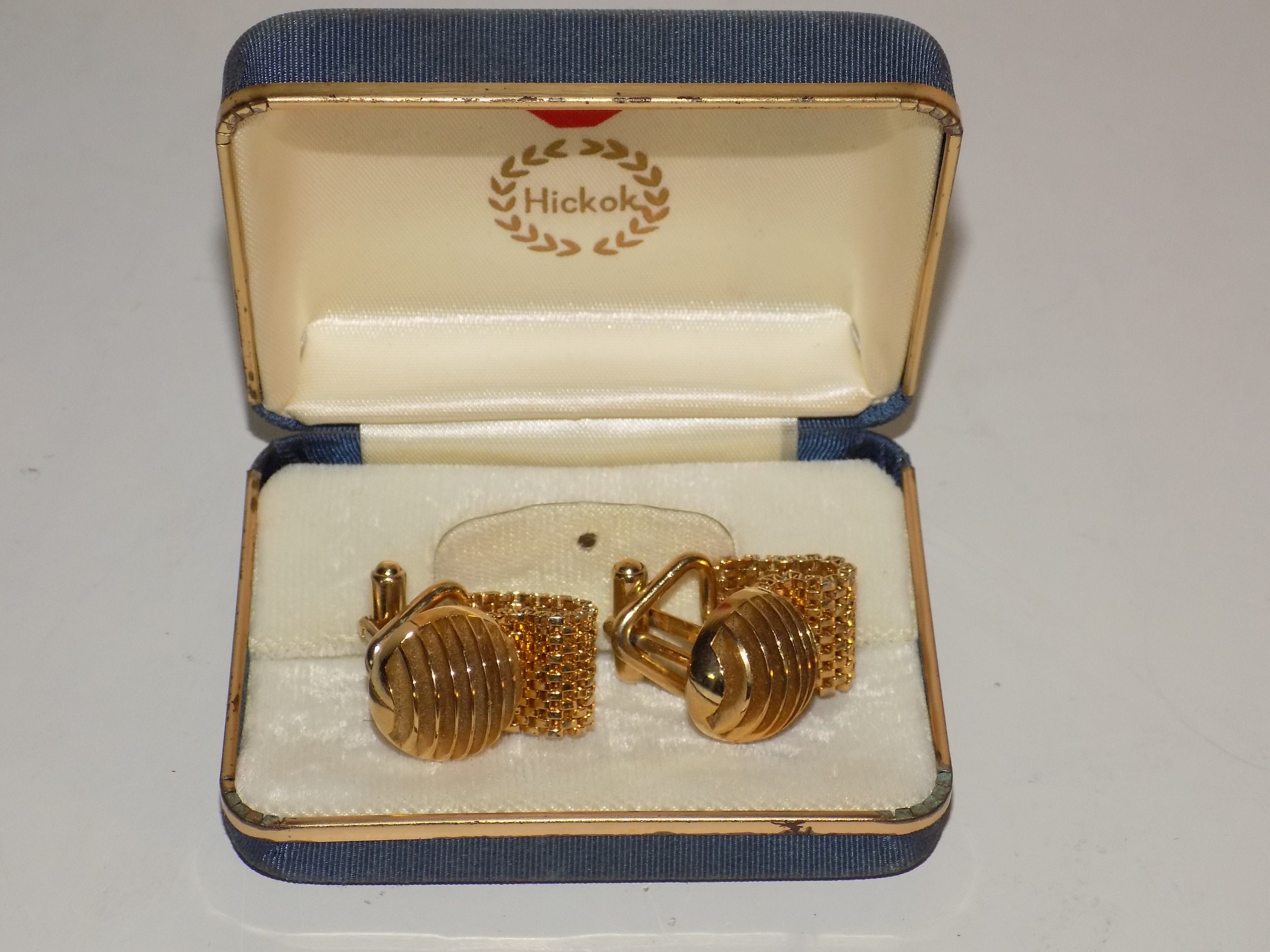 リンク　ヴィンテージ Vintage Cufflinks Tie Tack Grand Prix Hickok Brown Tigereye