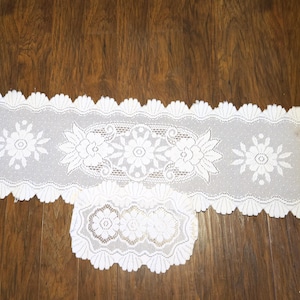 Vintage Crochet Lace Table Runner Set – Handmade Doily Linen 52” Long