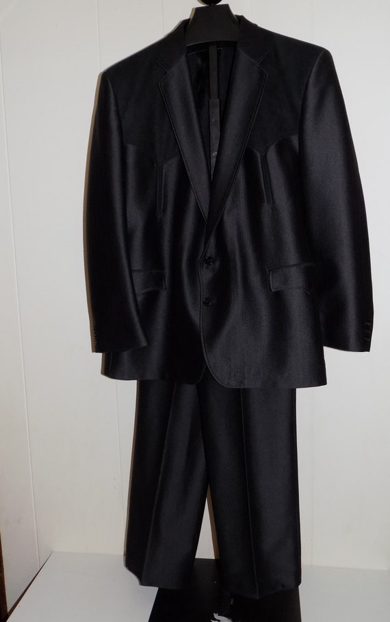 Vintage Circle S Mens Western Suit Black Jacket Pa