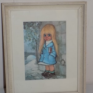 Vintage Retro Michel T Big Eye Blond Girl Kid Print