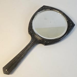 Vintage Silver Plate Handheld Vanity Mirror