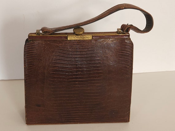 Vintage Bellestone Alligator Skin Purse Brown Handbag Etsy
