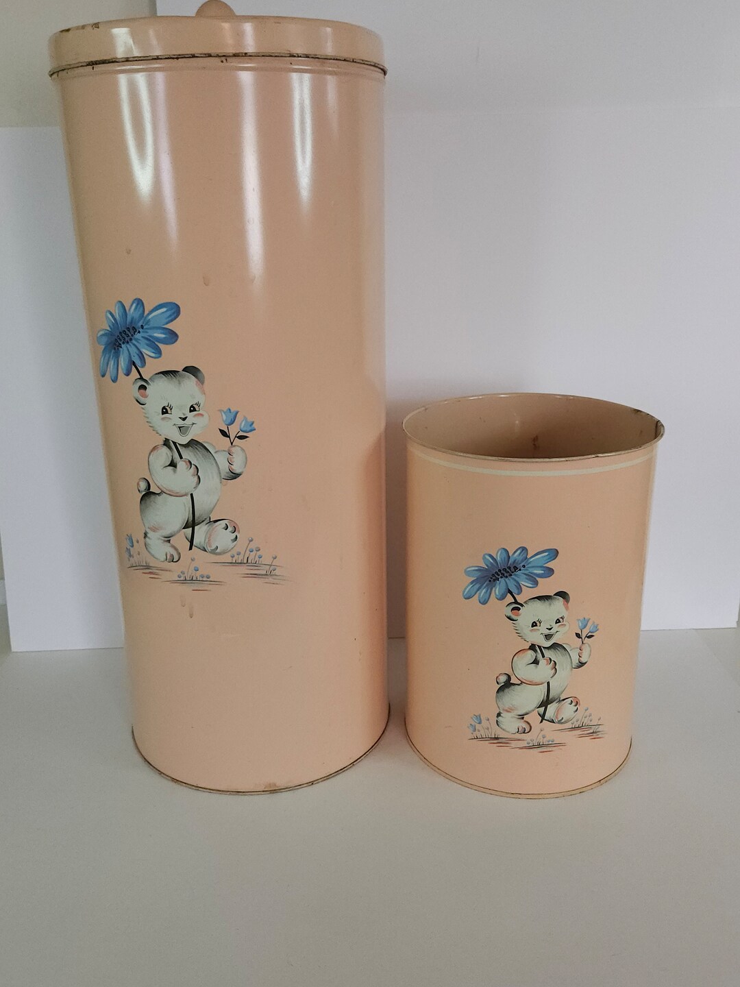 Vintage Decoware Metal Diaper Pail Trash Can Retro Nursery Set Etsy