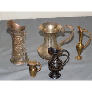 Vintage Metal Pitcher Collection Brass India Italy