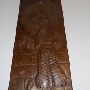 Vintage Embossed Metal Big Eye Girl On Stick Horse