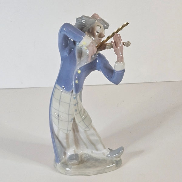 Vintage Rex Valencia Clown Violin Blue White Figurine