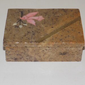 Vintage Marble Trinket Box With Lid Pearlescent Dove Bird