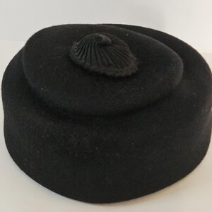 Vintage Ritz Wool Pillbox Black Hat Medium