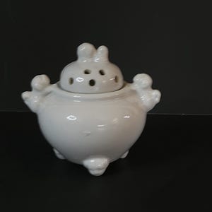 Vintage Foo Dog Porcelain Incense Burner Footed With Lid