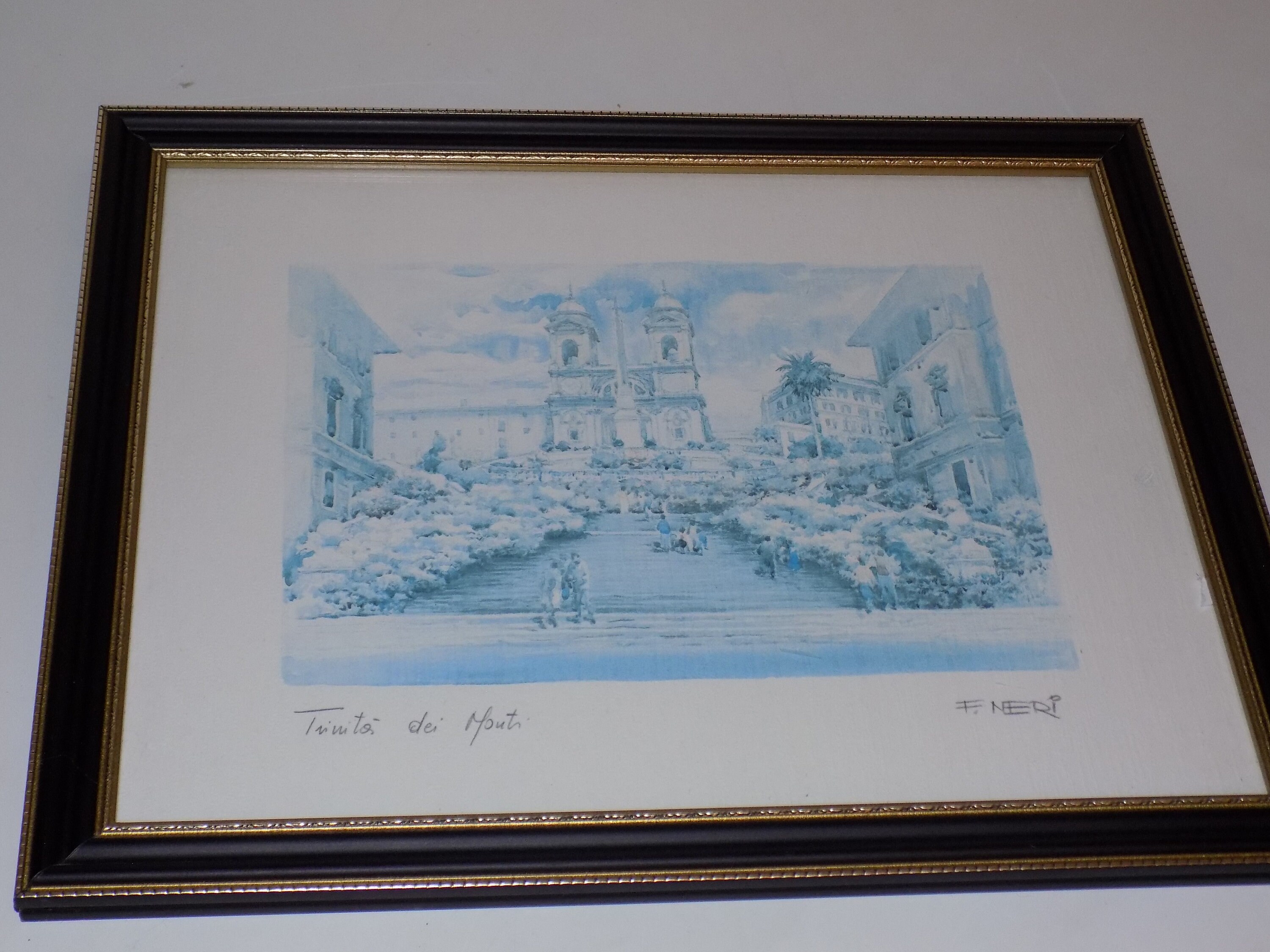 Framed Signed F. Neri Print Trinita Dei Monti Blue White - Etsy