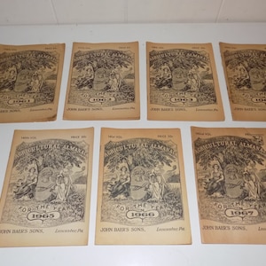 Vintage John Baer&#39;s Sons Agricultural Almanac 1961-1967