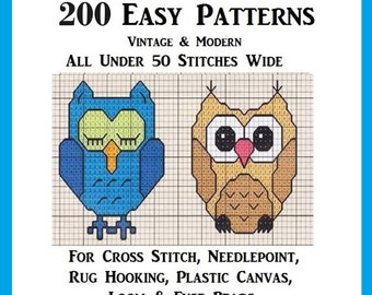 200 EASY Cross Stitch PATTERNS-Rug Hooking-Needlepint Tapestry-Plastic Canvas-Perler-DiY Kids Decor Craft INSTANT Digital PRINTable Pdf