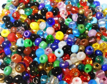 350 Glass Beads, 25g Rainbow Bulk Beads, 6/0 Jumbo 4mm Seed Beads, Big Large Hole, Wholesale Jewelry Making Supplies, Macrame Pony E Beads