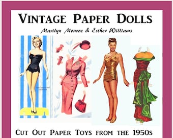 Vintage 1950s Paper Dolls-Marilyn Monroe-INSTANT DiGiTAL Pdf-Fashion Ephemera Scrapbook Journal Art Kids Craft Toy-Have a D0LL PARTY