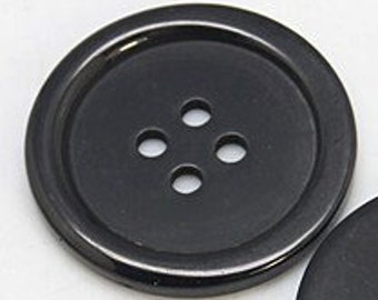 6 Big Black Resin BUTTONS-22mm Large BUTT0NS-Wholesale Sewing Knitting Crochet Scrapbooking Jewellery Supplies-Yarn Notions-SUPPLY DeSTASH
