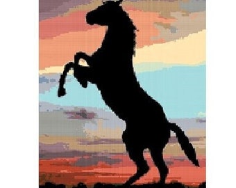 Horse PATTERN for Cross Stitch-Rug Hooking-Plastic Canvas-Needlepoint Tapestry-Perler-Crochet Graphgan-Western-DIY Decor-INSTANT Digital Pdf