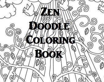 Zen Doodle Coloring Book, 50 Page PDF, FUN Pages Adult Colouring Book, Mandala Meditation Art, Paisley, Kids Crafts INSTANT Digital Download