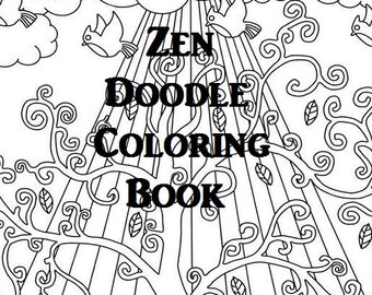 Zen Doodle Coloring Book, 50 Page PDF, FUN Pages Adult Colouring Book, Mandala Meditation Art, Paisley, Kids Crafts INSTANT Digital Download