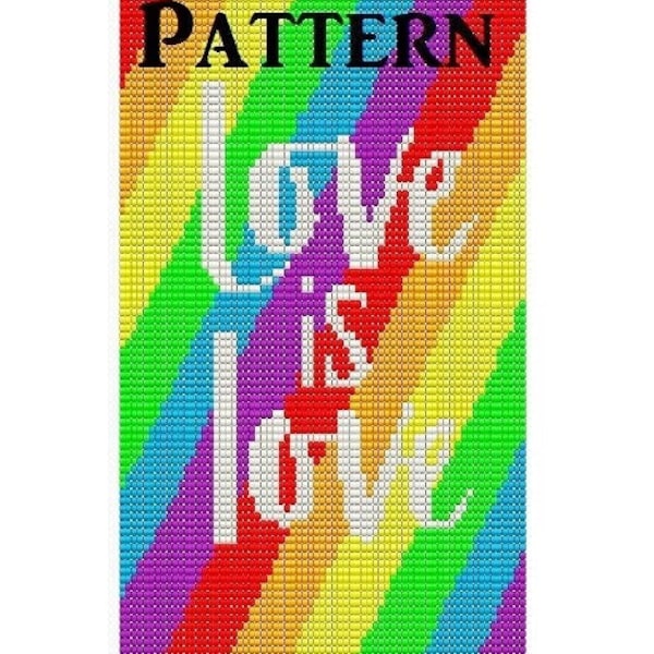 Love is Love PERLENMUSTER, Perler + Perlenwebgerät + Peyote + Brick Stich Perlenstickerei Wandbehang, digitale Downloads