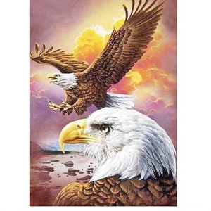 Sonnenuntergang Adler MUSTER für Kreuzstich-Teppichstich-Plastik Canvas-Stickerei-Perler-Häkeln-Vögel-Häkeln-Sofort Digital Pdf