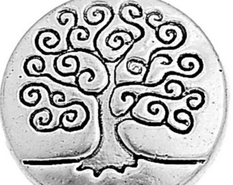 6 Silver Tree BUTTONS-15mm STRONG Metal Shank BUTT0NS-Sewing-Knitting-Jewellery Making Supplies-Clasps-Yarn Notions-Trees-SUPPLY DeSTASH